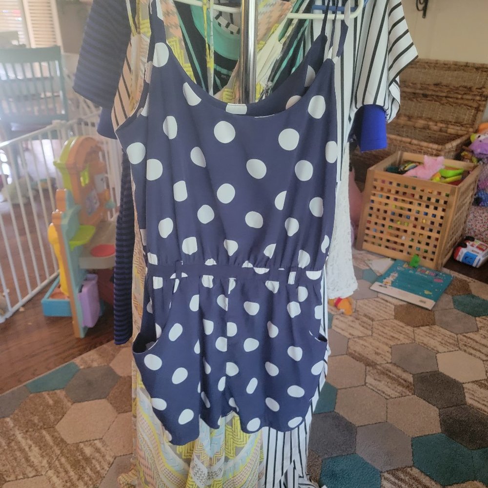 Navy&White Polka Dot Romper